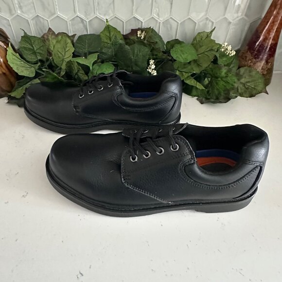 Dr. Scholls Mens Black Oil & Slip Resistant Leather Work Shoes Advanced Comfort - Picture 2 of 7